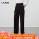 藍地（LANDI）時(shí)髦經(jīng)典寬松闊腿高腰直筒褲職業(yè)通勤優(yōu)雅慵懶風(fēng)2025年春款 石墨黑 M