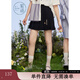 紫涵（ZIHAN）紫涵趣味紐扣百褶裙女夏季學(xué)院風(fēng)A字高腰短裙顯瘦半身裙 黑藏青 M