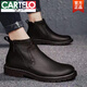 卡帝樂(lè )鱷魚(yú)（CARTELO）秋冬季切爾西男靴英倫潮流休閑高幫皮鞋冬天新款真皮短筒馬丁靴潮 黑色 【四季款】 43