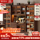 雅華香舍新中式黑胡桃木實(shí)木餐邊柜輕奢風(fēng)展示柜客廳酒柜櫥柜靠墻儲(chǔ)物柜 三門餐邊柜-不帶燈 組裝
