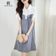 clotho Rennie品牌女裝牛仔拼接連衣裙女2025夏季新款韓版氣質(zhì)寬松顯瘦POLO領(lǐng)裙 白拼藍 M