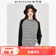 佐丹奴長(cháng)袖t恤女純棉撞色條紋寬松牛角袖圓領(lǐng)上衣女13323862