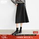 對白氣質(zhì)壓褶黑色毛呢半身裙女2025冬新款加厚顯瘦中長(cháng)款A字傘裙 經(jīng)典黑 S