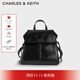 CHARLES&KEITH25秋新品大容量復古通勤繩結雙肩背包生日禮物CK2-60671790 Noir黑色 M
