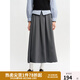 獨束大碼女裝百褶高腰半身裙2025春季新品通勤時(shí)尚百搭A字裙女 巖石灰（加長(cháng)款） XL (尺碼：3)