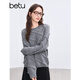 百圖betu女裝冬季新款毛衣圓領(lǐng)慵懶風(fēng)毛巾繡提花套頭毛衫2411T40 灰色 S