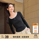 森馬（Semir）長(cháng)袖T恤女短款撞色打底衫簡(jiǎn)約風(fēng)秋季假兩件修身衣服101524101005