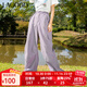 LAGOGO寬松抽繩工裝褲女拉谷谷春新款運(yùn)動(dòng)休閑輕薄透氣休閑褲子 粉紫色(Q4) M