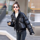 楚馨羽絨服女短款2025年冬季新款女裝時(shí)尚小個(gè)子高級感女士PU皮外套女 黑色 S 85-115斤