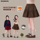moonkids女童半身裙燈芯絨裙子2025秋冬新款兒童裙褲韓版加厚冬季短裙女孩 4527咖色半身裙 130 cm