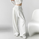 簡豐姿休閑褲寬松西裝闊腿褲春秋2024新款小個子直筒長褲顯瘦高腰白色 高腰飄帶闊腿褲【白色】 S