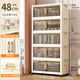 納份愛(ài)收納柜加厚塑料玩具零食儲物柜臥室衣物置物柜子床頭整理柜飄窗箱 48面寬【條紋茶透】 5層 【99.99%超值店長(cháng)推薦】