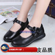 適合3-16歲小孩子穿的女童皮鞋公主鞋白黑單鞋韓版方口學(xué)生鞋小女孩兒童皮鞋軟底鞋 真皮黑色 36碼/22cm偏小碼