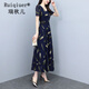 瑞秋兒碎花連衣裙夏天女裝氣質(zhì)收腰顯瘦百搭女士長(zhǎng)裙子女夏季2025新款 藏青色 L 建議101-112斤