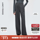 朗姿高級(jí)感灰色羊毛直筒闊腿西褲女高腰百搭西服褲2025年冬季新款 深灰色 L