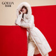 歌莉婭（GOELIA）長(cháng)款羽絨服女今年冬季保暖白色鵝絨連帽外套1BDC8D840 05W米白 M