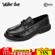 Walker Shop商務(wù)鞋男一腳蹬【甄選頭層牛皮】韓版百搭男士休閑皮鞋 黑色 40