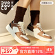 多走路沙路鞋｜秋季新款超纖拼接羊毛飛織保雅丹風(fēng)舒適通勤休閑鞋運動(dòng)鞋 純凈白+可可棕 35