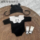 儷韻小屋（LiYunHouSe）新生嬰兒兒衣服初生寶寶滿月照包屁衣春秋季連體衣三角哈衣 包屁衣+系帶帽+笑臉圍嘴+小狗襪( 36cm 59