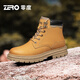 零度尚品馬丁靴男Zero2025秋冬新款英倫風(fēng)高幫工裝靴戶外男士厚底休閑靴子 土黃色 41