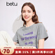 百圖betu女裝春夏新款T恤字母印花短袖減齡圓領(lǐng)T恤女2403T29 灰色 S