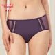 黛安芬/Triumph風(fēng)格魅力內褲女舒適透氣蕾絲中腰平角褲87R2411 黑加侖紫-FH 1條 XL