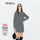 MO&Co.冬新品綿羊毛×山羊絨手工鉆飾領連衣裙針織裙