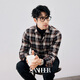 SANHEER意式商務(wù)紳士 色織格紋磨毛保暖面料 秋冬季純棉長(cháng)袖襯衫 DAH453 咖色格紋 M /48