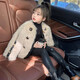 G·DUCK KIDS小黃鴨公主童裝女童外套2025新款兒童皮草秋冬季毛毛衣小女孩冬裝 杏色 110