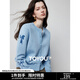 初語(yǔ)蝴蝶結提花針織衫女25秋季新款圓領(lǐng)氣質(zhì)上衣開(kāi)衫 淺藍色 XL