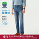 texwood蘋(píng)果牌男士牛仔褲25秋冬新款中腰直筒褲子高端商務(wù)休閑微錐形長(cháng)褲 【桑蠶絲】中藍色 31 碼 腰圍82.5cm/2.5尺