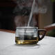 全度高硼硅耐高溫辦公杯茶杯煙灰色杯子簡約帶過濾茶水分離玻璃杯迷你 木蓋合尊杯【灰色】200ml1只