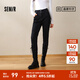 森馬（Semir）森柔牛仔|牛仔褲女修身加絨長褲2024新款冬季保暖小腳褲顯瘦 牛仔水洗黑98201 28