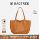 BAGTREE李思思同款包包樹(shù)晚楓包輕奢植鞣皮大容量托特包通勤單肩電腦女包 橡果色-中號 可裝14寸電腦 高級小眾
