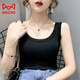 貓人（MiiOW）螺紋棉背心女外穿春季新款女士修身遮副乳吊帶內搭無(wú)袖打底衫上衣 無(wú)袖 黑 2XL建議130-140斤