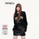 MO&Co.T恤2025秋新品棉質(zhì)斑駁玫瑰印花燙鉆寬松長(cháng)袖圓領(lǐng)MBE3TEET15 黑色 XS /155