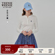 Teenie Weenie小熊女裝長(cháng)袖T恤2025秋季新款半開(kāi)襟溫柔時(shí)尚打底衫 象牙白 M