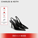 CHARLES&KEITH豹紋尖頭氣質(zhì)包頭涼鞋高跟鞋生日禮物送女友CK1-60280451 BLACK PATENT黑色 37 （235）