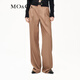 MO&Co.新品解構(gòu)拼接高腰含羊毛精紡西褲直筒休閑褲摩安珂 淺卡其色-第1批 XS 155