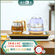 茗茶友煮智能茶吧機全自動(dòng)上水燒水機玻璃智能家用燒水壺茶幾一臺機電茶盤(pán) 智能上水燒水+泡茶【雙爐金色】