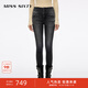 MISS SIXTY2025秋季新款牛仔褲女三環(huán)高腰復古黑灰緊身褲鉛筆褲 黑灰 30
