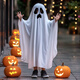 仕彩萬(wàn)圣節服裝兒童幽靈服飾幼兒園男孩女孩cos裝扮親子恐怖衣服道具M(jìn)