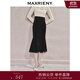 MAXRIENY浪漫優(yōu)雅感蕾絲魚(yú)尾半身裙復古赫本風(fēng)裙子 黑色 M