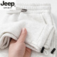 JEEP SPIRIT高檔白花灰420g重磅加絨直筒垂衛(wèi)褲寬松休閑抽繩運(yùn)動(dòng)長褲男女秋冬 淺花灰 L