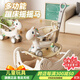 JaBaDaBaDo搖搖馬兒童玩具嬰兒溜溜車(chē)玩具寶寶百日周歲禮物木馬車(chē)蹦床多功能 天使馬-摩卡色升級款蹦床搖搖馬