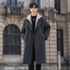 羅蒙（ROMON）假兩件大衣男士中長(cháng)款外套男潮流韓版高級感穿搭風(fēng)衣商務(wù)深灰2XL
