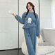 詩(shī)莉奧（SHILIAO）睡衣女珊瑚絨秋冬季新款加厚絨休閑保暖家居服少女冬天套裝可外穿 小狗提花藍色套裝 均碼 155-175/80-105CM