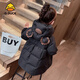 G.duck小黃鴨女童羽絨服寶寶冬季韓版超萌洋氣棉服兒童加厚保暖寬松外套 黑色-棉服 110 cm