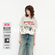 MO&Co.【秦嵐同款】短袖T恤春做舊搖滾印花寬松MBE1TEET08 本白色 M 165