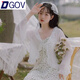 DGOV甜美風(fēng)披肩外搭配吊帶裙子長(cháng)袖輕薄外套2025年夏季短款雪紡衫女 白色   S 【建議80-95斤】
